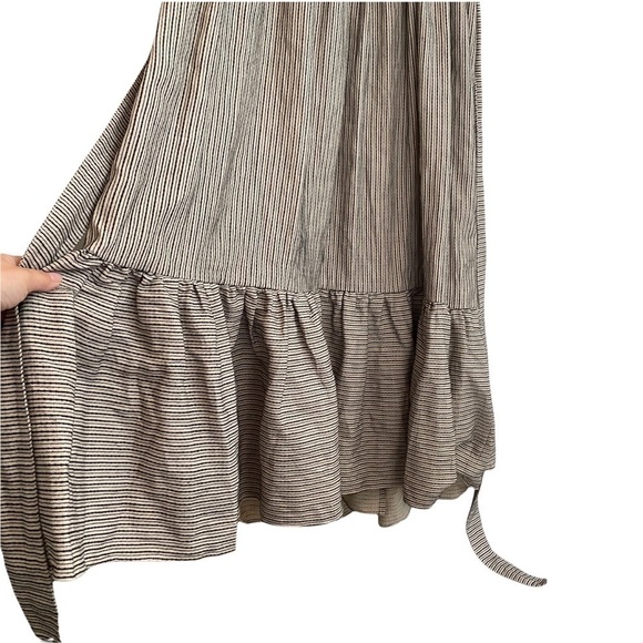 The GREAT. Spree Frontier Stripe Prairie Cottagecore Flutter Wrap Maxi Dress 1 - Picture 11 of 16